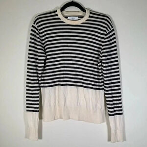 Jack Spade Sweater Women’s Small Dark Grey White Striped Crew Neck Pullover